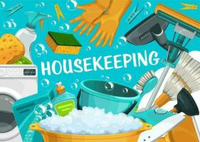 Housekeeping, house cleaning service, clean home vector