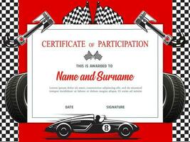 Race participation diploma, certificate template vector