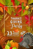 Thanks Giving party vector flyer, invitation.