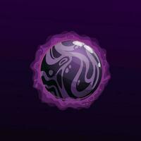 Mysterious dark purple planet with fire flames vector