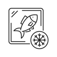 Frozen food, preserved fish line icon vector