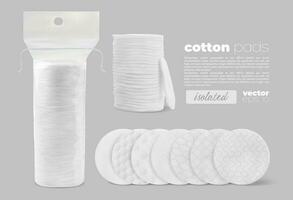 Round cotton pads, isolated and stacked discs vector