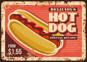 Hot dog sandwich vector rusty metal plate