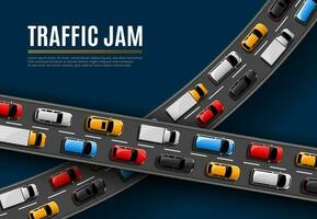 tráfico mermelada vector póster con carros conducción la carretera