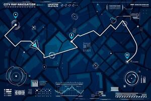 hud navegación ciudad mapa pantalla vector interfaz