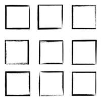 Grunge frames isolated vector black square borders