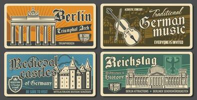 Germany travel landmarks vector traveling banners