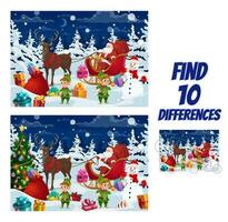 Kids Christmas find difference playing activity vector