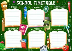 Children timetable schedule with school stationery vector