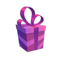 Purple holiday gift box with bow, isloated present vector