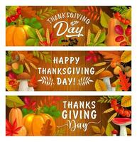Thanksgiving Day autumn harvest holiday banners vector