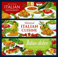 italiano restaurante cocina vector pancartas conjunto