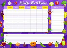 School timetable vector template with vegetables