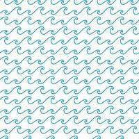 Sea waves, blue water swirls seamless pattern vector