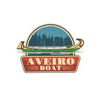 Aveiro Portugal Moliceiro boat travel icon vector