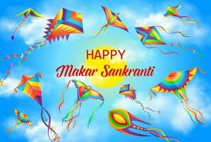 Makar Sankranti festival, Hindu holiday poster vector
