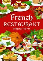 France cuisine vector dishes, meals, food poster