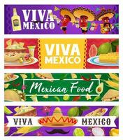 mexicano fiesta alimento, chile músico, Viva mexico vector