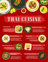 Thai cuisine vector menu Thailand food meals.