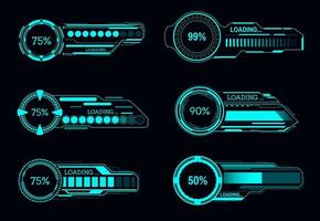 hud futurista Progreso barras, ciencia fi interfaz vector