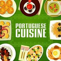 Portuguese cuisine restaurant menu cover vector