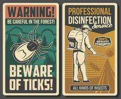 Disinfection service, tick bite prevention banners vector