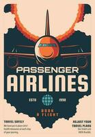 Passenger airlines booking service retro poster vector
