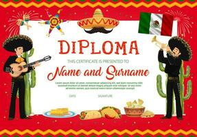 diploma vector template with mariachi musicians