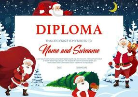 Christmas diploma or certificate with Santa Claus vector