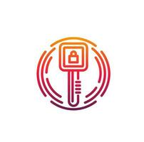 Cyber security icon, digital access key, padlock vector