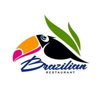 Brazilian cuisine restaurant icon with toucan bird vector
