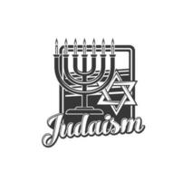 Judaism religion icon, Jewish menorah, David Star vector