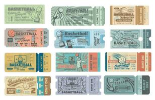 Basketball sport match ticket, admit one pass vector