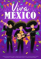 Viva Mexico vector poster with Mariachi band.
