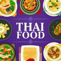 Thai food vector cartoon poster, Thailand meals