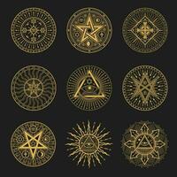 Occult, occultism, alchemy and astrology signs vector