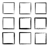 Grunge frames isolated vector black square borders