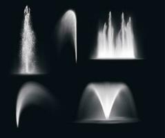 Fountain water, realistic jets and spray splashes vector