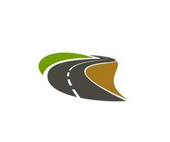 Road, pathway, highway vector icon, curve driveway