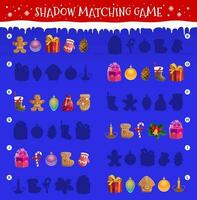 Kids shadow matching game with Christmas toys vector