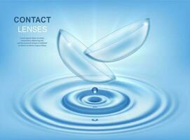 Contact lenses, 3d vector optic eye care accessory