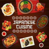 Japanese cuisine cartoon vector poster, Japan food