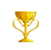 Golden trophy cup icon, winner award or prize vector
