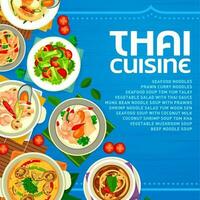 Thai cuisine restaurant menu cover, Thai meals vector