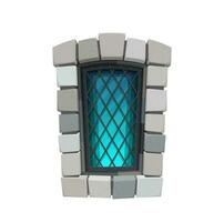 Cartoon medieval window of castle. Vector glass