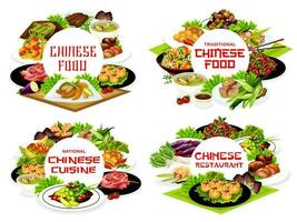 Chinese food restaurant dishes vector round banner