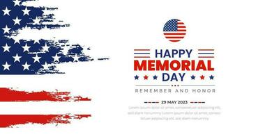 Happy Memorial Day Background or banner design template with USA flag Vector. Remember and Honor.  National American holiday illustration. Vector Memorial day greeting card or background design.