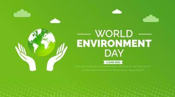 World Environment Day background or banner design template green and white color unique world map shape vector illustration.