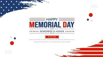 Happy Memorial Day Background or banner design template with USA flag Vector. Remember and Honor.  National American holiday illustration. Vector Memorial day greeting card or background design.