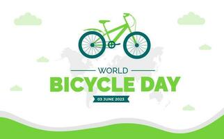 World Bicycle Day background or banner design template blue and green color unique shape. Bicycle vector design.